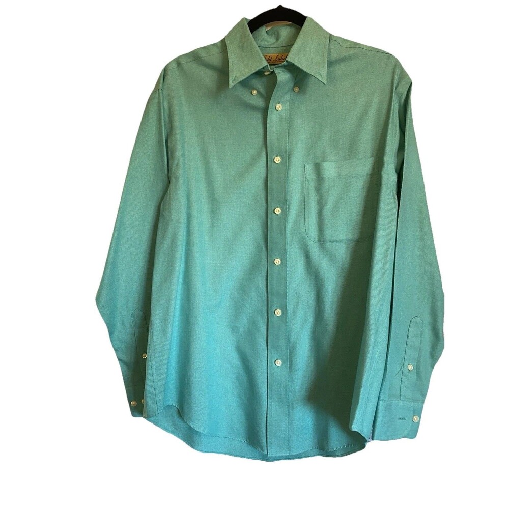 Roundtree & Yorke Gold Label Long Sleeve Button Down/Up Shirt Green Medium